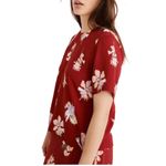 Madewell  Red Birds of Paradise Floral Print Button Up Short Sleeve Top Size S Photo 2