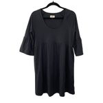 Pact Revive Flutter Sleeve Black Scoop Neck Mini Dress Organic Cotton Size Small Photo 2
