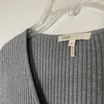 Maje  fine lurex knit t-shirt ribbed cinched vneck silver shimmer size 2 medium Photo 3