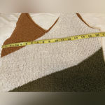 Versona  V-Neck Sweater Vest in Cream, Brown, and Green Size:L Photo 2