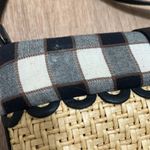 AMERICAN ANGEL | Black Leather and Woven Straw Handbag w/ Checkered Pattern Photo 5