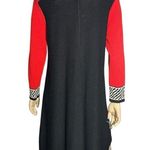 Antonella Preve Vintage 80’s Size L Black Red White Cotton Knit Abstract Dress Size L Photo 3