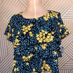 ZARA Ruffle Frill Crop Top Navy Blue Floral Print Photo 2