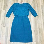 Vintage Turquoise and pink Midi Dress Sz 8. Blue Photo 3