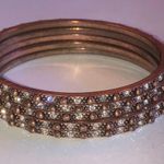 5 Copper/Distressed Rose Gold Bling Bangle Bracelets Photo 0