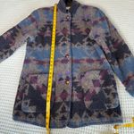 Vintage Wool Aztec Jacket Womens Small Southwest Cowgirl Lands End Blanket Coat Gray Photo 8