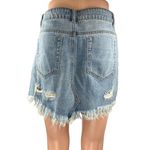 Caffeine Blue Distressed Frayed High Waisted Mini Denim Jeans A-Line Skirt Sz S Photo 2