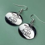 Inspirational Quote Mountain Print Stainless Steel Earrings Silver Photo 0