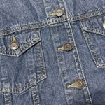 Women’s Distressed Denim Raw Hem Short Denim Distressed Dark Wash Vest Size Med Blue Photo 2