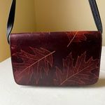 Vintage Maple Leaf Embossed Leather Crossbody Bag Black Brown Two Photo 8