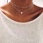 Boutique Layered Silver Heart Necklace Photo 0