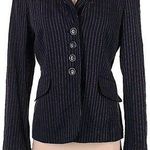 Ann Taylor  black blue Pinstripe button fitted Blazer size 6 Photo 0
