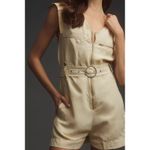 Anthropologie Womens Tan Neutral NWT $168 Pilcro Belted V Neck Zip Romper Sz XS Photo 3