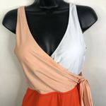 Cupshe NEW  Colorblock Plunging One Piece Swimsuit Orange White Size Medium Photo 4