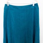 Dress Barn Womens Skirt Size 12 Teal Faux Suede A-Line Midi Boho 90s Fall Western Photo 1