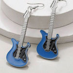 Zinc Alloy Guitar Design Drop Earrings Blue Photo 0