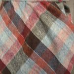 Vintage 70s Wool Diagonal Plaid Check Earth Tone Brown Red Tan A Line Midi Skirt Size XS Photo 5