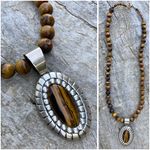 Carolyn Pollack Relios Sterling Silver Tiger’s Eye Pendant Beaded Necklace 23” Photo 1