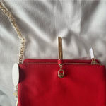 Isabelle Vegan Red Leather Gold Chain Handbag Bag Shoulder Crossbody NWT Photo 1