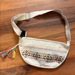 MEXICANA Cream Crossbody Fanny pack Bag with Colorful Embroidery White Photo 0