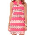 Lilly Pulitzer Augusta Anchor Print Jacquard Lace Trim Shift Dress Size 8 Photo 1