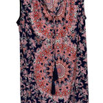 Chico's  Boho Bohemian Sleeveless Tassel VNeck Mini Dress Size 1 (medium) tie dye Photo 0