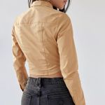 Urban Outfitters Jolie Ruched Button-Down Top NWT Size M - Light Brown Photo 3