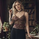 Romwe NWT 3XL Boho Floral Mesh Lace Trim Cami Tank Top Cottagecore Y2K Fairycore Photo 1