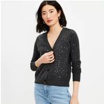 Loft • Charcoal Grey Star Sequin V Neck Cardigan Photo 1