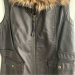 NWT OSO Casuals Vest L Faux Leather Detachable Faux Fur Collar Brown Size L Photo 3