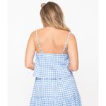 Unique Vintage NLT  Womens Retro Style Blue & White Gingham Crop Top S Photo 1
