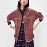 ZARA  Corduroy Long Sleeve Button Up Mauve Shacket Jacket sz Medium Photo 0