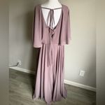 Duntery Addison Dusk Lilac Long Flutter Sleeve Chiffon Tie Back Gown Women 14/16 Purple Photo 5