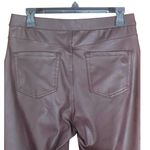 DG2 Diane Gilman Medium Womens Coated Knit Faux Leather Look Pull On Slim Pants Brown Photo 4