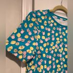kim rogers NWT  Size S Turquoise Pink Lemon Crew Neck Short Sleeve Tee Shirt Photo 3
