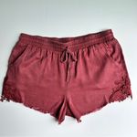 Knox Rose Burgundy High Waist Paperbag Shorts L Photo 0