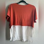 ZARA  Women’s Colorblock V-Neck Top Size M Rust Orange White Photo 4