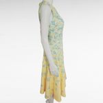 Danny & Nicole Yellow Aqua Floral Scuba Fit & Flare Midi Dress Size 6 Photo 3