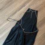 Cami NYC NWT  black silk halter rhinestone trim embellished open back midi dress Photo 9