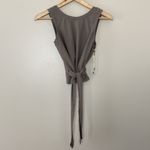 NWT CALIA Crop Wrap Sleeveless Tie Tank Top Dark Grey Taupe Yoga Athletic Sz XS Photo 5