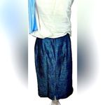 Travis Ayer Silk embroidered straight cut skirt Blue Size 12 Photo 7