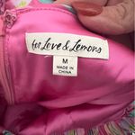 For Love & Lemons Julien Ruched Satin Cami Dress Pink Floral Print Photo 7