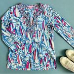 Lilly Pulitzer Amelia Island Red Right Return Resort White Sailboat Tunic Photo 3