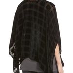 Eileen Fisher Black Plaid Burnout Checker Poncho Silk Blend OS Beautiful! Photo 1