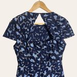 Sandro Blue Embroidered Lace Jacquard Cap Sleeve A-Line Mini Dress Size 6 Photo 8