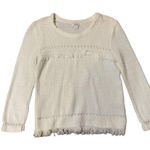 J. Crew ivory white cut out sweater with fringe detail XS White Photo 8