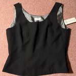 Tahari  Arthur S. Levine Petite Black Pinstripe Top Photo 0