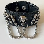 None Skull and chain faux leather bracelet, adjustable Photo 1