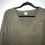 Garage Olive Green Braided Sides Crewneck Knit Sweater Photo 2