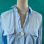 ZARA NWT  Light Blue Oversized Pocket Long Sleeve Button-Down Shirt Size XS Photo 4